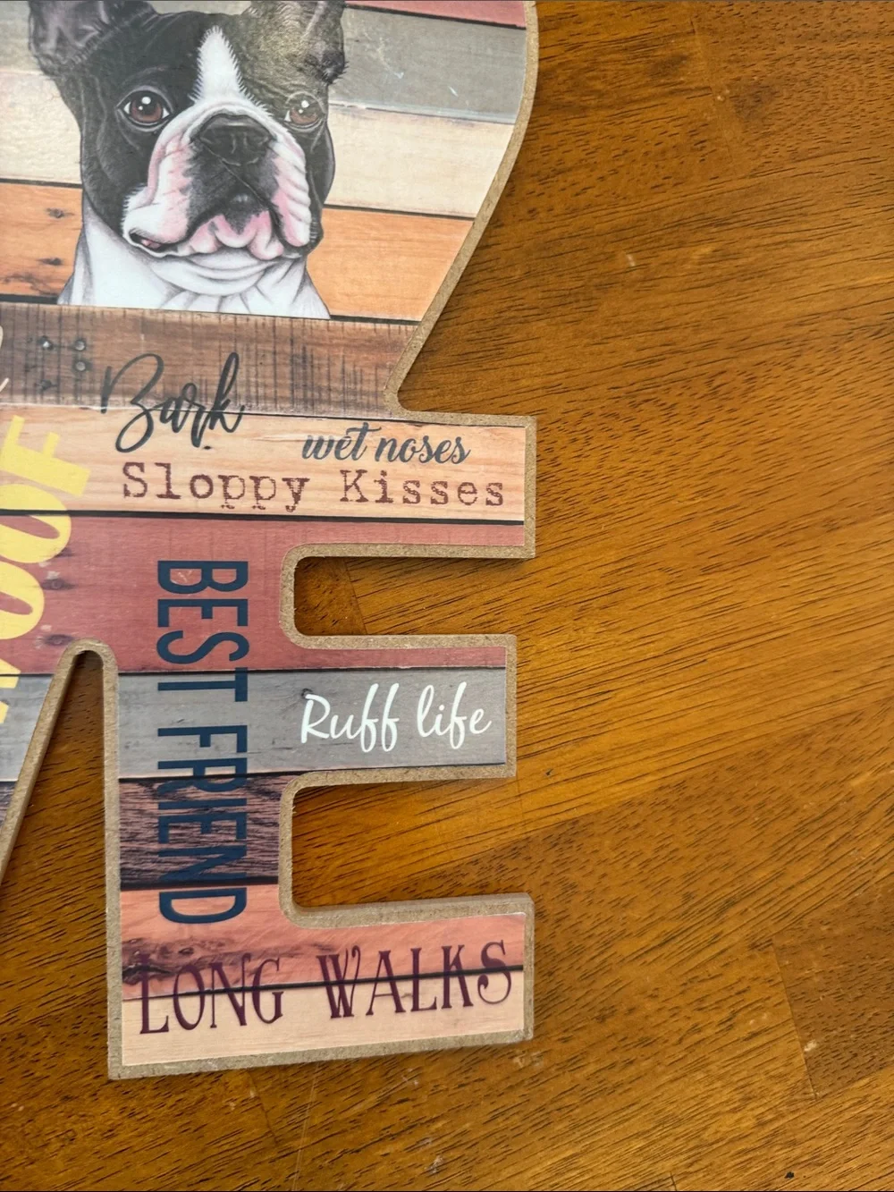 Love Paw Prints Wall Sign - Rustic Multicolor Dog Decor